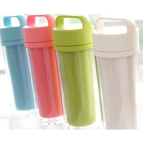 4 Colors Portable double wall Water Bottles Readily Bottle Travel Bottles Sport Drinking Water Bottle