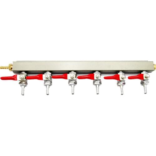 6 Way Gas Manifold Distribution CO2 Splitter W/ Check Valves Home Brew Kegerator