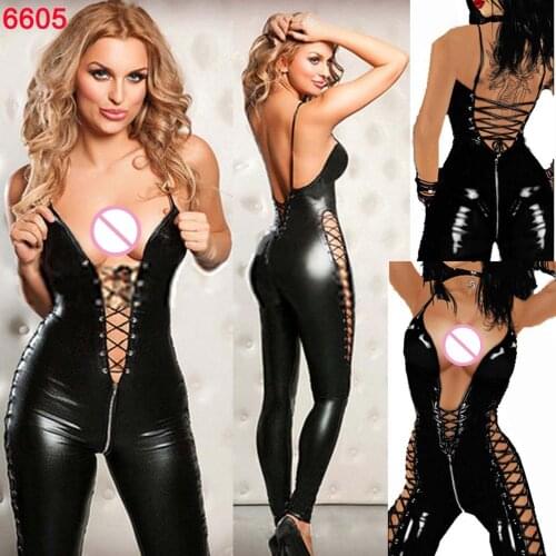 Plus Size Sexy Lingerie Hot Women Prisoners PU Leather Teddy Sex Babydoll Erotic Lenceria Club Mini Dress Costumes Lingerie