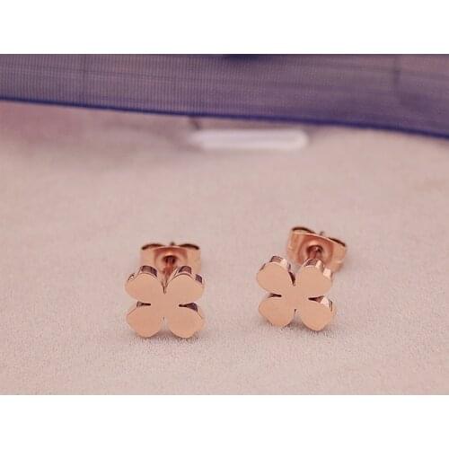 YUN RUO Brand Rose Gold Silver Color Flower Stud Earring for Woman Girl Gift 316 L Stainless Steel Fashion Jewelry Never Fade