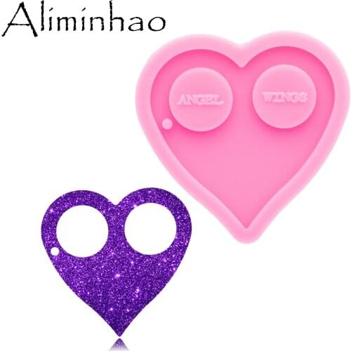 DY0753 Super Glossy Defense Heart Mold Resin Craft Keychain love Silicone Mould for DIY Necklace jewelry Epoxy Crafting Mold