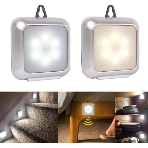 LED Motion Sensor Night Lights Battery Powered Smart PIR Induction Under Cabinet Light for Home Room Kitchen Bathroom Stair Lamp
