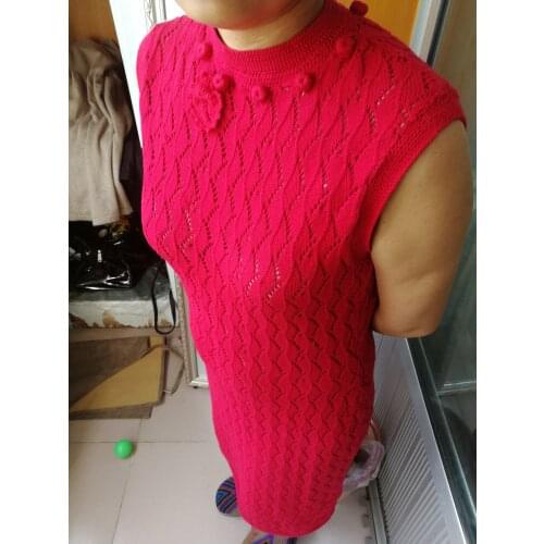 Handmade knitted women crochet sweater knitwear dress cheongsam chinese national wedding knit pullover jerseys outfits clothing