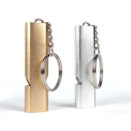 EDC Double-hole High frequency outdoor Camping survival whistle Emergency self-rescue treble high frequency aluminum alloy Tools