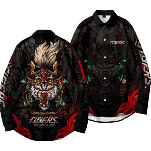 High Quality Men Long Sleeve Shirts Casual Black Tigers Print Shirts Fashion Male Loose Tops Large Size XXS-6XL