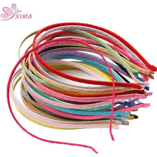 XIMA 28pcs/lot 5mm Satin Headband for Kids'Hair Accessories 28colors GHB027