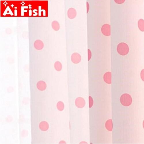 Dream Pink Small Dot Pattern Design Semi Shade Kids Bedroom Curtains Blind Panel Fabrics for window Living Room curtains WP122B