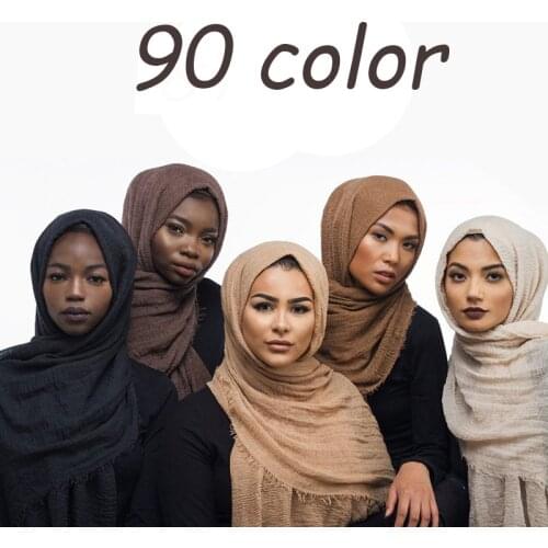 90 color women muslim crinkle hijab scarf Wrinkle Bubble Cotton Viscose scarves islamic hijab shawls and wraps wholesale