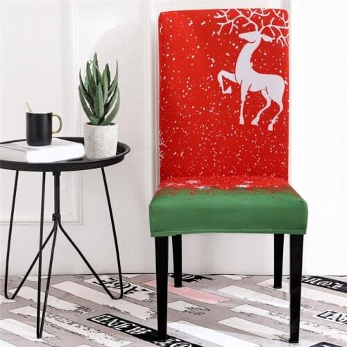 1pcs Dining Chair Cover Elastic Elk Print Modern Slipcovers Furniture Cover Christmas Wedding Decoration