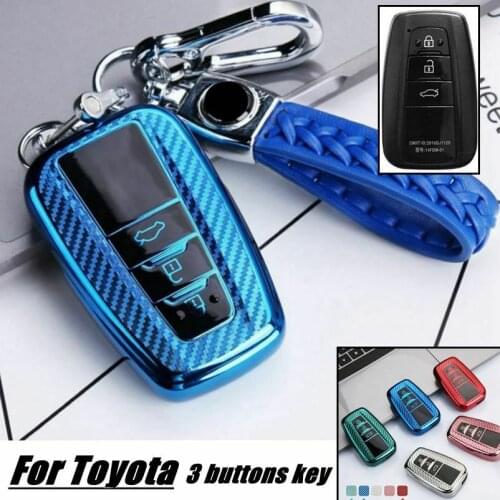 1Pcs Carbon TPU Car Key Fob Cover Case For Toyota Camry CHR Prius Corolla RAV4 Avalon Hybrid Prius Prime 86 2017 2018 2019