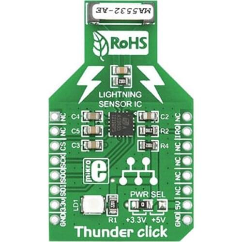 1 pcs x MIKROE-1444 AS3935 Lightning Detector Sensor mikroBUS Click Platform Thunder Click Development Board