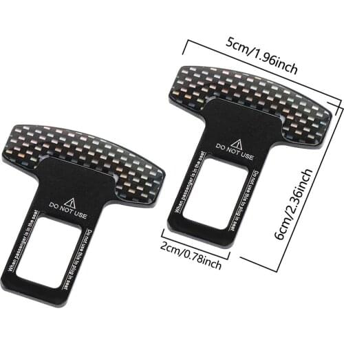 2 PCS Car Safety Belt Buckles Carbon Fiber Seat Alarm Canceler Stopper Plug Buckle Seat Belt Clip Safety Belt Extender