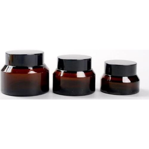 20g 30g 50g Amber Brown Glass Cosmetic Jar Pot Face Cream Bottles Skin care Container Pot Makeup Storage Vial