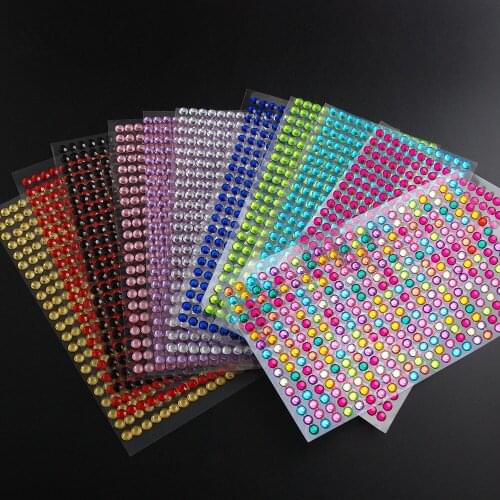 5 sheets 352Pcs /set 5mm Diy Decal Acrylic Crystal emulation Diamond Bling Rhinestone Self Adhesive Wall Smooth surface Sticker