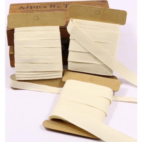 5Y Plain Cotton Ribbon Webbing Herring Bonebinding Craft Sew Fabric Tape Trimming with Bobbine for Packing Cloth Accessories DIY