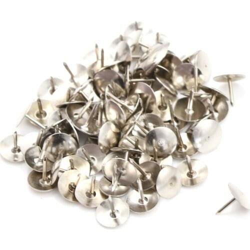 80Pcs Silver Tone Corkboard Photo Push Pins Thumb Tacks