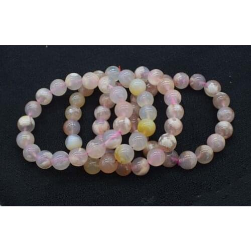 Cherry blossom agate round 7-8mm bracelet 7.5inch wholesale beads nature FPPJ
