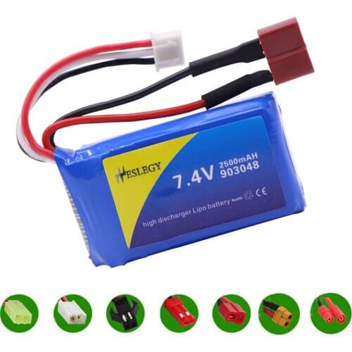 7.4V 2500mAh 903048 2S Lipo BatteryT/JST/SM Plug For Wltoys V353 A949 A959 A969 A979 k929 7.4 V Battery For RC toys Cars parts