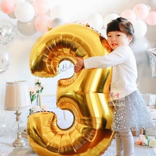 32inch Big Foil Birthday Balloons Helium Number Balloon 0-9 Happy Birthday Wedding Party Decorations Shower Large Figures Globos