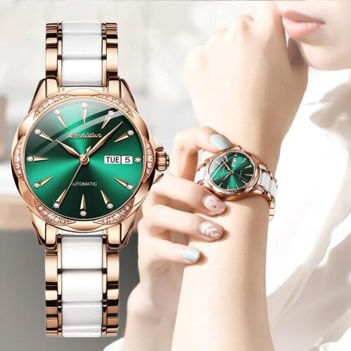 Mechanical watches for women automatic elegant woman deep waterproof classic watch luxury big brand JSDUN ceramic ladies watch