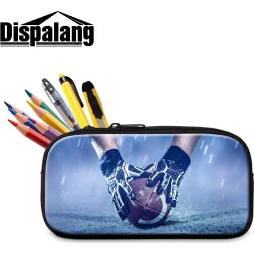 Dispalang Cosmetic Pen Box Bag Polyester Students Pencil Case Storage Organizer School Supply Stationery Boys Rugbys Printing