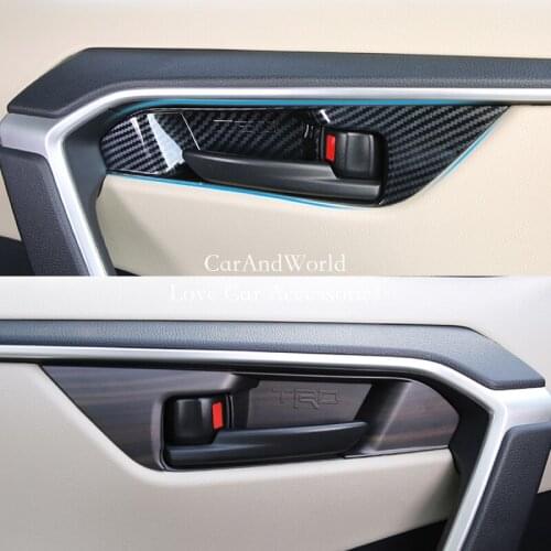 For Toyota RAV4 LHD&RHD 2019-2021 Interior Door Bowl Handle Frame Cover Panel Trims Carbon Fiber Car-Styling Accessories