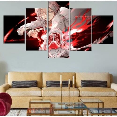 Home Decorative Canvas HD Prints 5 Pieces Paintings Hayato Gokudera Modular Reborn Pictures Wall Artwork Anime Poster Framework