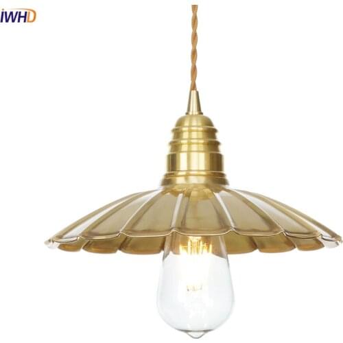 E27 Nordic Copper Pendant Lights Loft Hanglamp Creative Umbrella Pendant Lamp Adjustable Hanging Lamp Fixtures Lampara Colgante