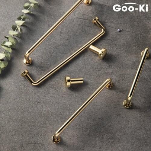 Goo-Ki Modern Affordable Luxury Cabinet Handles Bright Gold Kitchen Cupboard Pulls Drawer Knobs for Furniture Handle Hardware