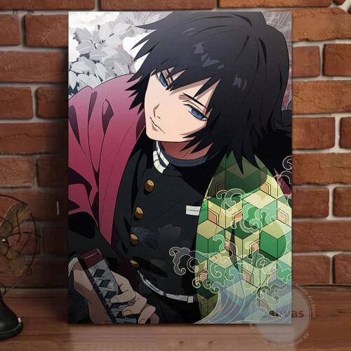 Canvas Anime Giyuu Demon Slayer Pictures Home Decoration Paintings Poster HD Prints Wall Art Modular Living Room