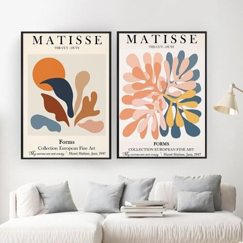 Matisse Floral Sun Poster Modern Abstract Painting Tropical Plants The Cut Out Posters and Prints Modern Living Room Decoration