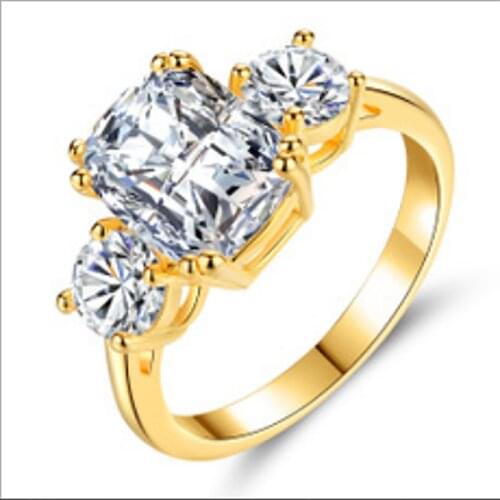 Milangirl Classic Gold Plated Color Dazzling Cubic Zircon Crystal Rhinestone Wedding Ring for Women Party Engagement Jewelry