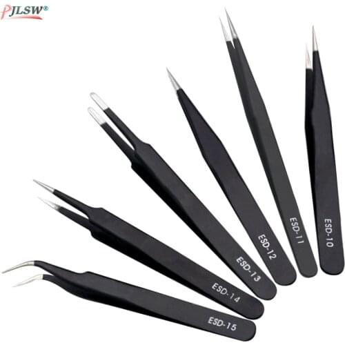 ESD10-ESD15 Anti-Static Stainless Steel Tweezers Set Maintenance Repair Tool Kit Anti Static Model Making Tool Hand Tool Set