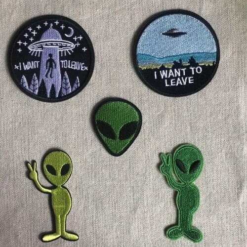 Alien Cloth Patches Spaceship Embroidery Shoe Bag Clothing DIY Sewing Supplies Creative Iron on Patch Appliques Wholesale