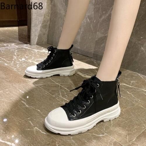 Barnard68 small white shoes women womens shoes all-match high-top shoes pu flat shoes womens shoes sports shoes