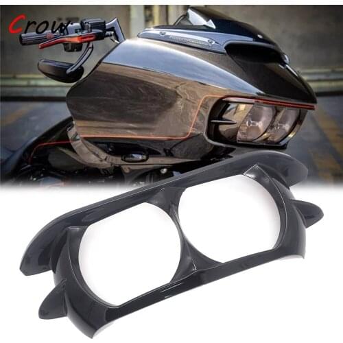 Motorcycle Dual Headlight Fairing Trim Ring Cover Black For Harley Touring Road Glide FLTRX 2015-2019 Road Glide Special