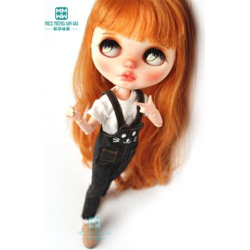 1pcs Blyth Doll Clothes fashion cat ear trousers black, red, denim blue, Pink for Blyth Azone 1/6 doll
