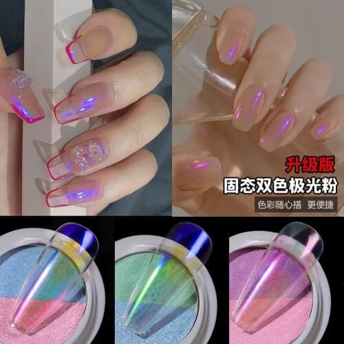 Nail Art Solid Powder Two-color Aurora Powder Nail Pigment Powder Acrylic Decoration for Nails Glitter