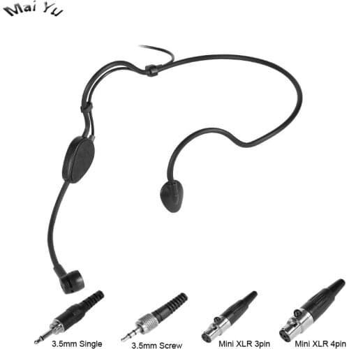 Wholesale 5 pics Black Headset Microphone Condenser Show Microfone for AKG Samson Shure Mini XLR 3pin XLR 4pin 3.5mm Screw jack