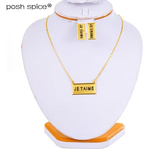 Name Necklace Franch Jewelry sets for Women Gold Color square Jewelry love Earrings Sets Arab/Africa Jewelry Bridal Jewelry