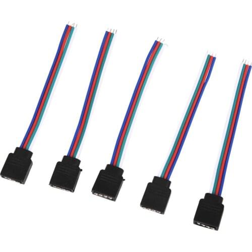 Drop shipping 5 Pcs RGB LED Light Strips 4 Pin Female Connector Cable