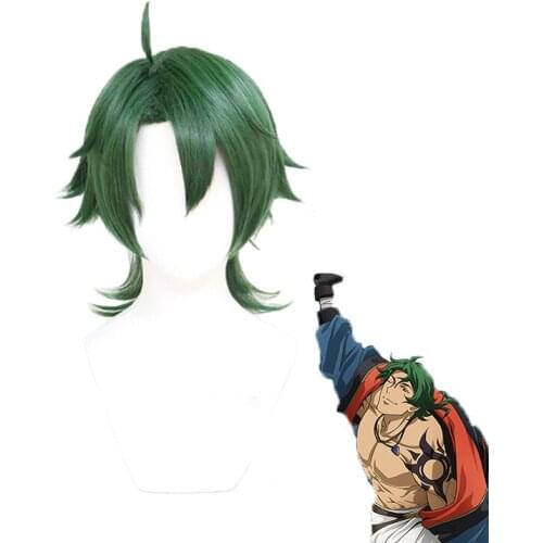 Anime SK∞ Joe Cosplay Wig Green Short Straight Mullet Little Ponytail Fake Hair SK8 the Infinity SK Eight Role Play