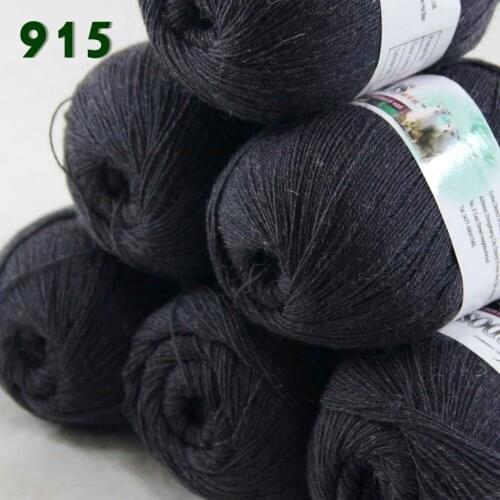 Lot of 6 Skeins Fine Lace Soft Wool Acrylic Cashmere Yarn Knitting Charcoal gray 915