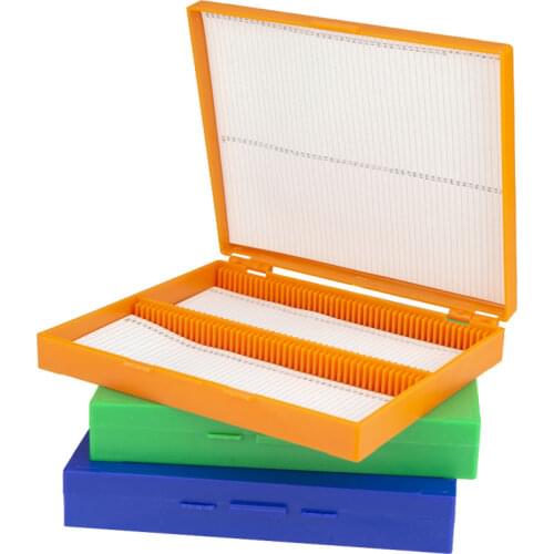 Plastic Microscope Slides Box 100pcs Pathological Slides Storage Holder Case