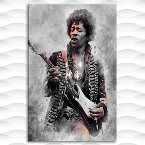 Singer Posters and Prints Jimi Hendrix Figure Portrait Canvas Painting Classical Music Player Rock Roll Pictures On Loft