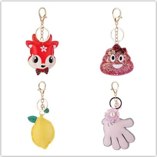 Lovely Pu Leather Imitation Fruit Keychain Cartoon lemon Key Chain Jewelry Bag Charm Car Keyring Party Gift