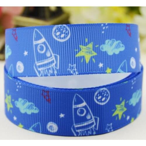 22mm 25mm 38mm 75mm Rocket cartoon printed Grosgrain Ribbon party decoration 10 Yards X-04479