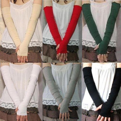 Soft Cotton Arm Sleeves Long Fingerless Arm Sleeves Unisex Arm Warmers Sleeves Armwarmer UV Sun Protection Gloves Arm Sleeves