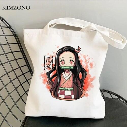 Demon Slayer Kimetsu No Yaiba shopping bag canvas shopper tote bolso bolsas de tela shopping bag jute cloth grab
