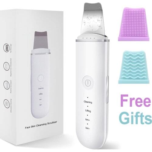 Ultrasonic Skin Scrubber Vibration Face Spatula Blackhead Remover Facial Scrubber Shovel Clean Cavitation Peeling Facial Lifting